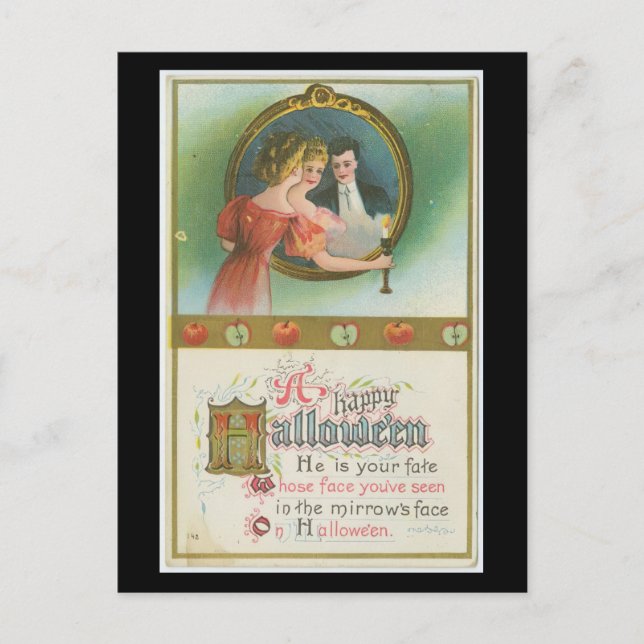 Vintagen " A Happy halloween" Vykort (Framsida)