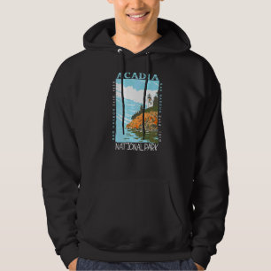 Vintagen Acadia National Park Pub Harbour Maine Hoodie