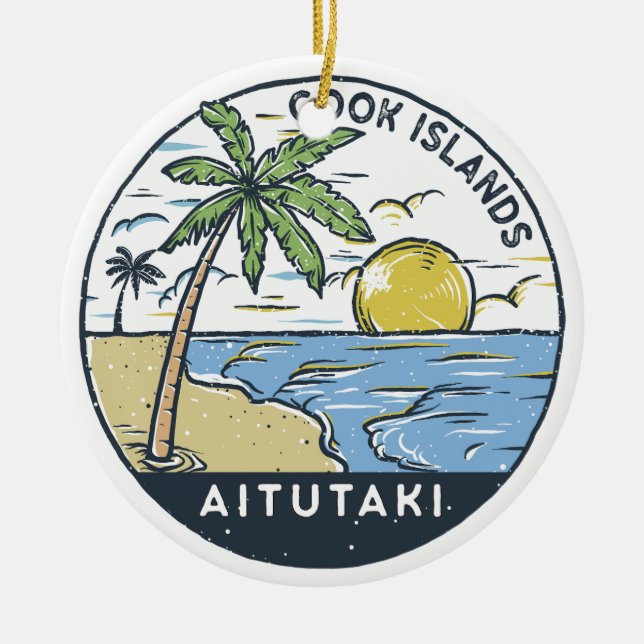 Vintagen Aitutaki Cooköarna Julgransprydnad Keramik (Framsidan)