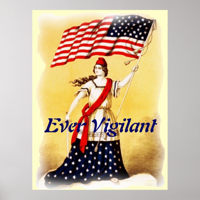 vintagen "All Vigilant" Patriotic poster (Framsidan)