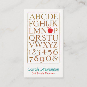 Vintagen Alphabet för skollärare Visitkort