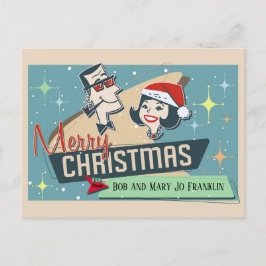 Vintagen anpassade Retro par God jul Vykort