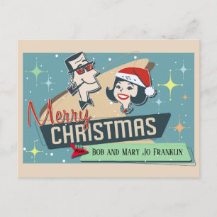 Vintagen anpassade Retro par God jul Vykort