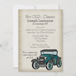 Vintagen Antique Car and Burlap Inbjudningar