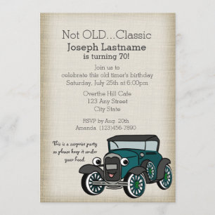 Vintagen Antique Car and Burlap Inbjudningar
