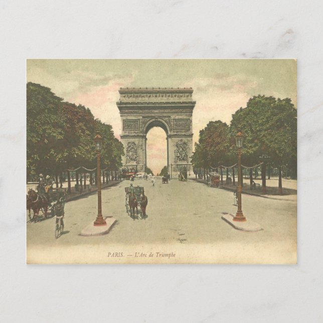 Vintagen Arc de Triomphe de l'Étoile. Vykort (Framsida)