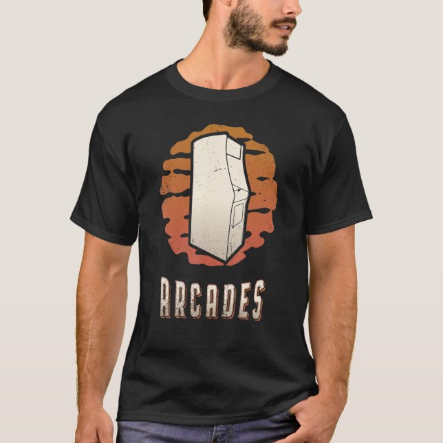 Vintagen Arcade Games Retro Classic Sunset T Shirt (Framsida)