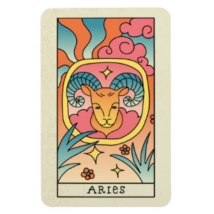 Vintagen Aries Zodiac Sign Abstrakt Art Magnet