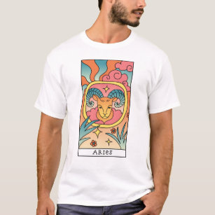 Vintagen Aries Zodiac Sign Abstrakt Art T Shirt