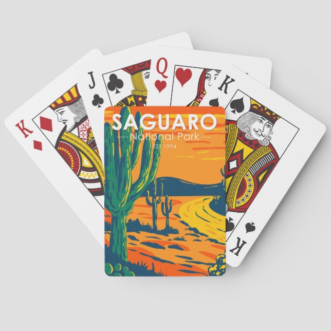 Vintagen Arizona i nationalparken Saguaro Casinokort (Baksidan)