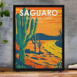 Vintagen Arizona i nationalparken Saguaro Poster