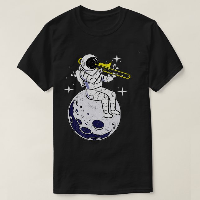 Vintagen Astronaut Spelande trombone T Shirt (Design framsida)