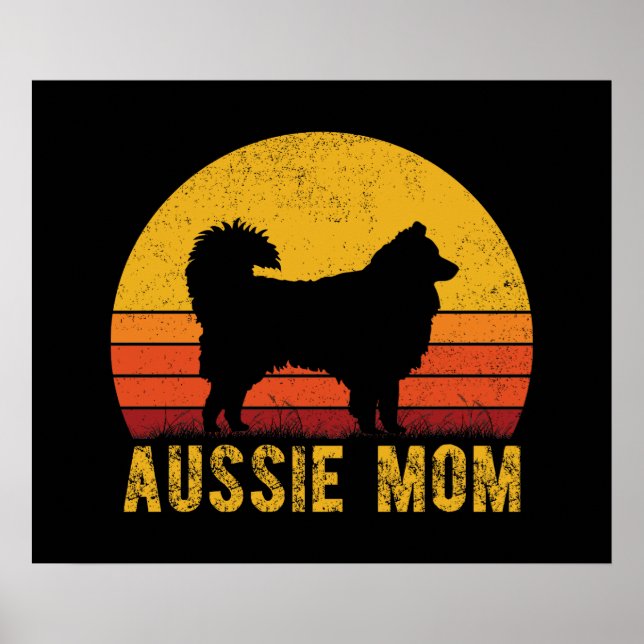 Vintagen Aussie Mamma Australian shepherd Hund Mam Poster (Framsidan)