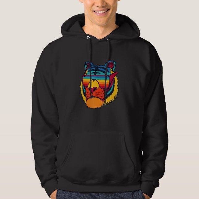 Vintagen  av tandfärgad tiger-Coola Hoodie (Framsida)