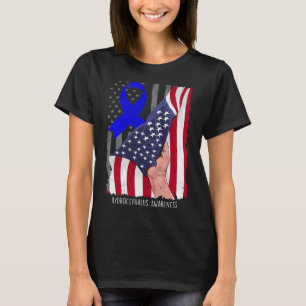 Vintagen Awareness American Flagga Blue Ribbon T Shirt