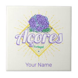 Vintagen Azorerna Hydrangea Flower Island Portugal Kakelplatta