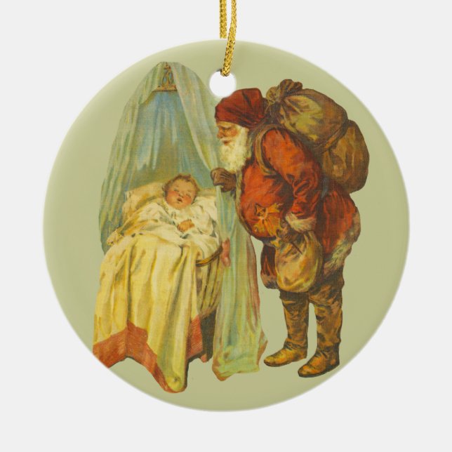 Vintagen Baby Helgdag i jul Julgransprydnad Keramik (Framsidan)