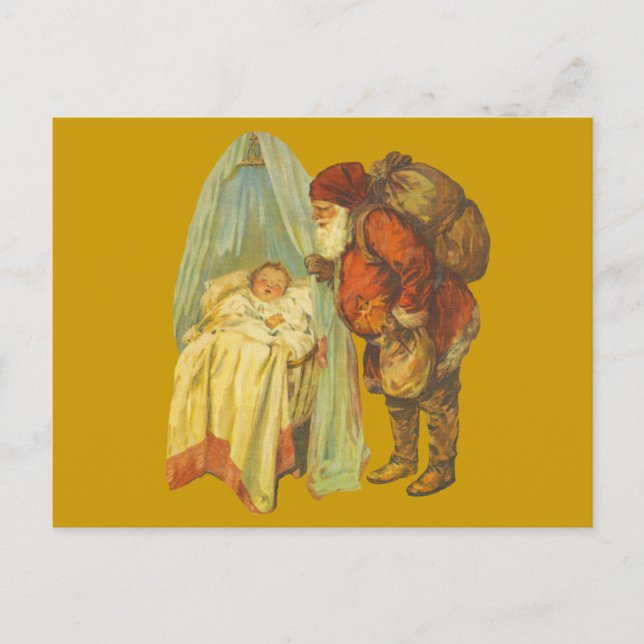 Vintagen Baby Jultomten vid jul Helg Vykort (Framsida)