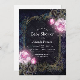 Vintagen Baby Shower för magiskt mousserande Blomm Inbjudningar