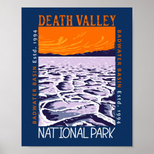 Vintagen Badwater Basin i nationalparken Dödsdalen Poster