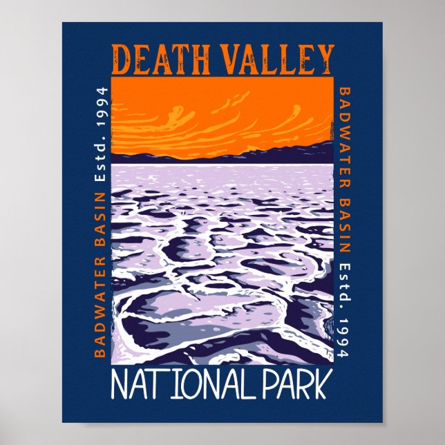 Vintagen Badwater Basin i nationalparken Dödsdalen Poster (Framsidan)