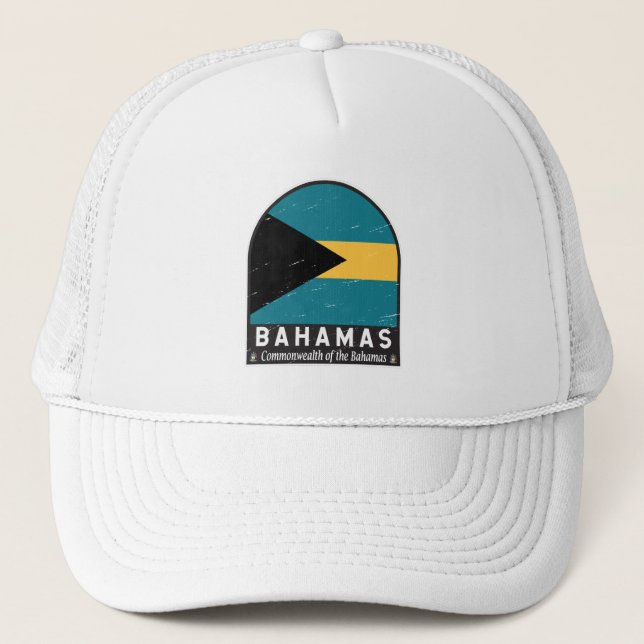 Vintagen Bahamas Flagga Emblem Distress Keps (Framsida)