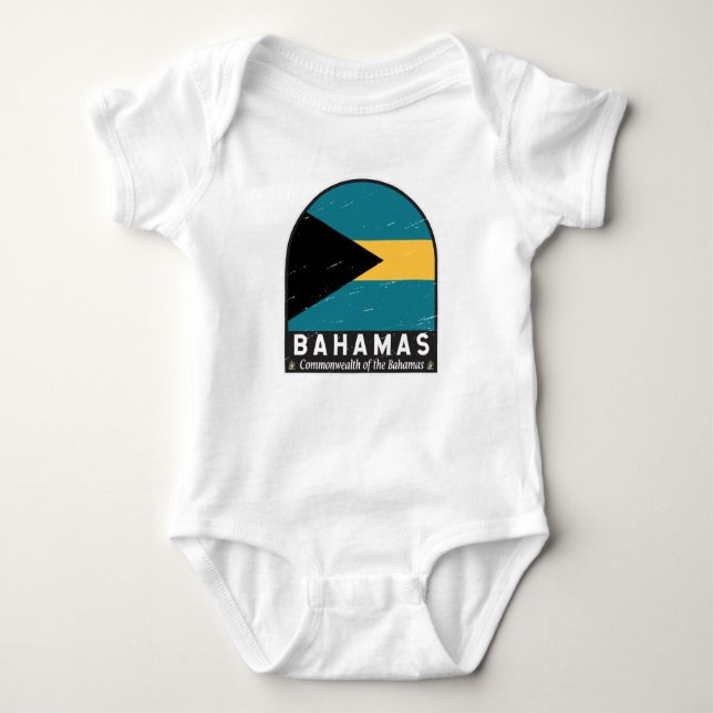 Vintagen Bahamas Flagga Emblem Distress T Shirt (Framsida)
