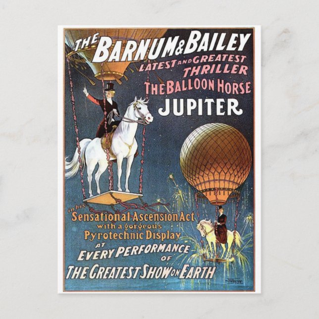 Vintagen Balloon Horse Jupiter Vykort (Framsida)
