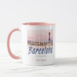 Vintagen Barcelona Catalonia sunset Skyline Spain Mugg