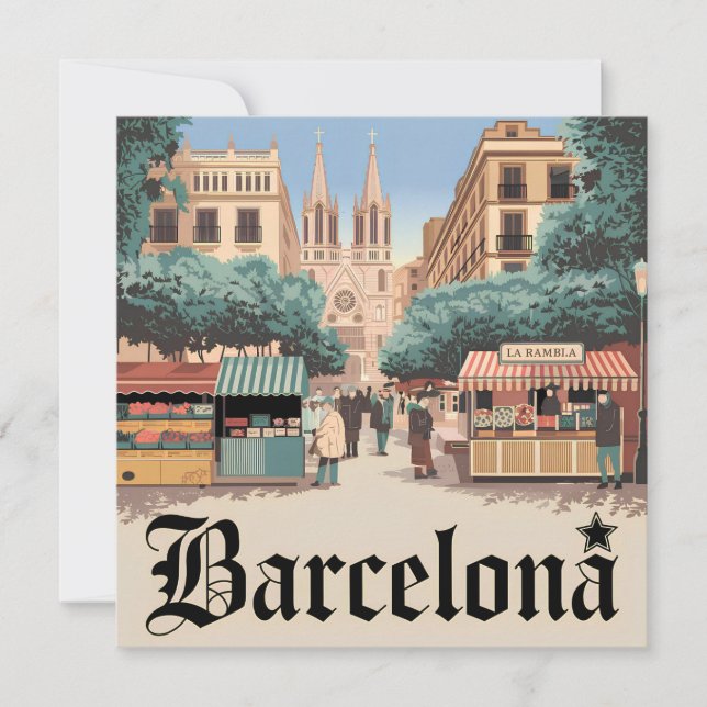 Vintagen Barcelona Spanien Julkort (Framsida)