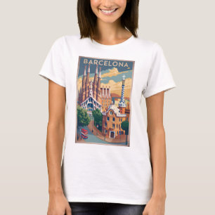 Vintagen Barcelona Spanien T Shirt