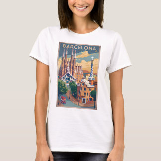 Vintagen Barcelona Spanien T Shirt