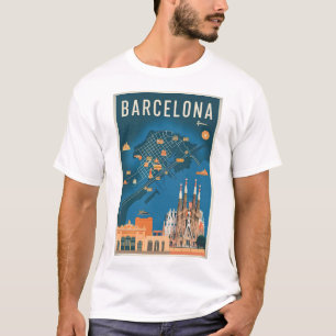 Vintagen Barcelona Spanien T Shirt