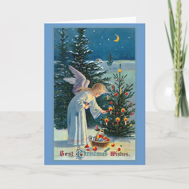 vintagen "Bästa julafton Önskemål" Helgkort (Framsida)