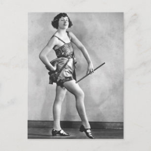 Vintagen Baton Twirler Vaudeville Dancer Vykort