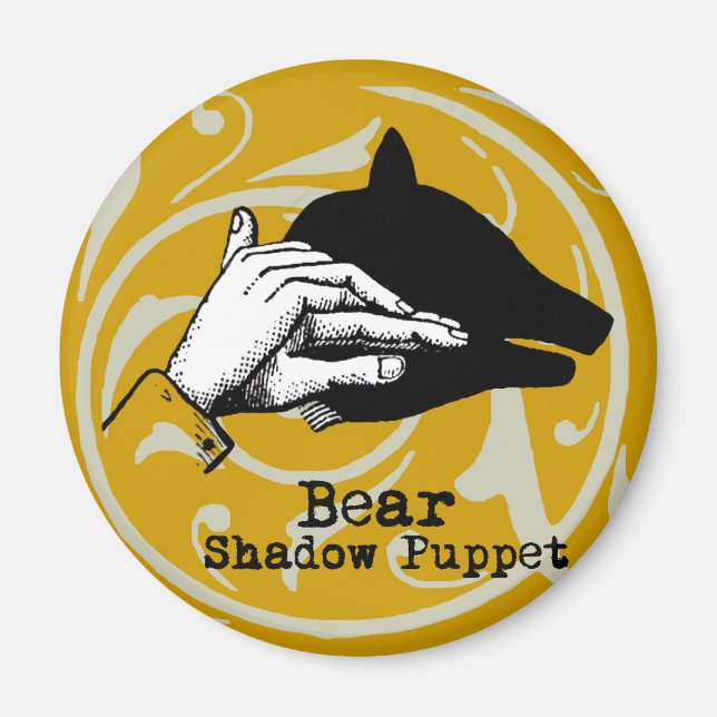Vintagen Bear Shadow Puppet Hand Magnet (Framsidan)