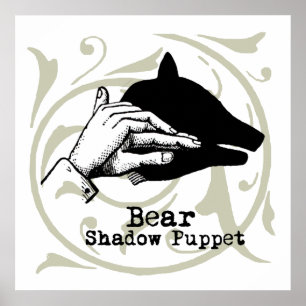 Vintagen Bear Shadow Puppet Hand Poster