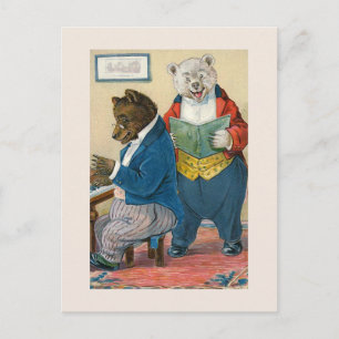 vintagen "Bears Skapar Music" Vykort