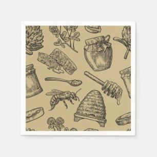 Vintagen Bee Beehive Organic Natural Rustic Pappersservett