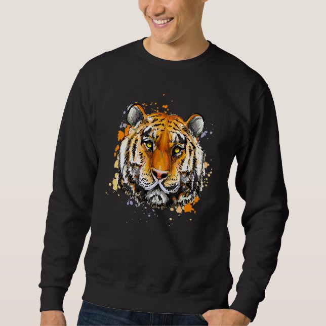 Vintagen Bengal Tiger Lång Ärmad Tröja (Framsida)