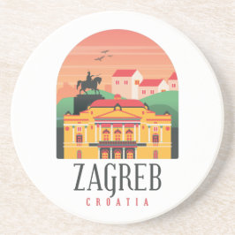 Vintagen BeSnyb Zagreb Kroatien Cityscape Underlägg
