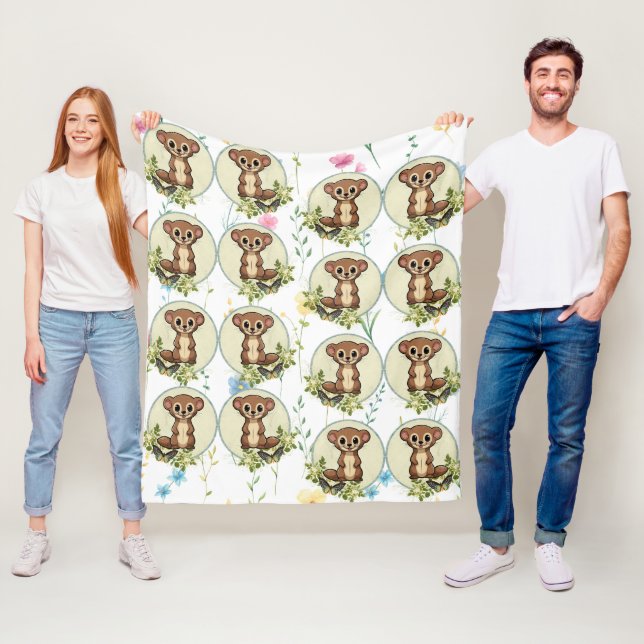 Vintagen Blommigt Circle Mönster Fleecefilt (På plats)