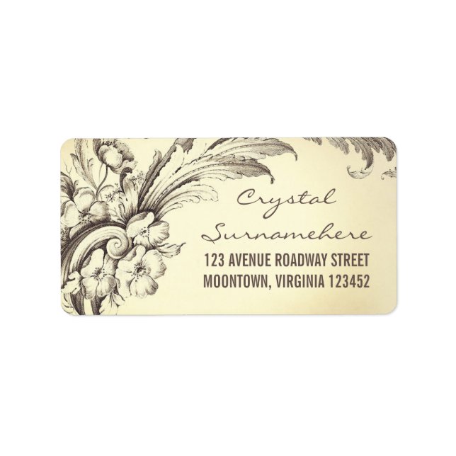 vintagen blomstrar bröllop adressetiketter (Framsidan)