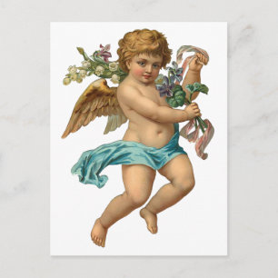 vintagen "Blue Cherub" Vykort