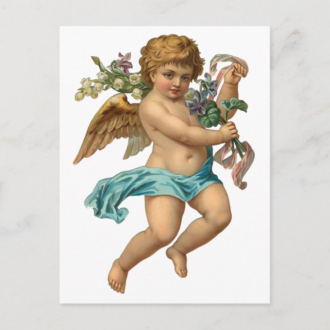 vintagen "Blue Cherub" Vykort (Framsida)