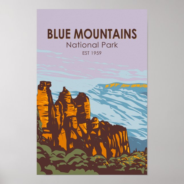 Vintagen Blue Mountains National Park Australia Poster (Framsidan)