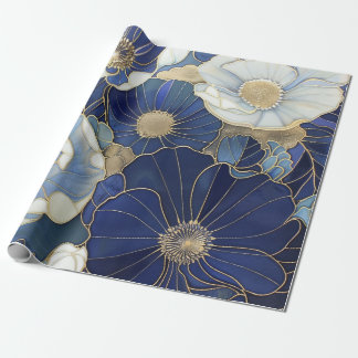 Vintagen Blue Poppies Inspired Presentpapper