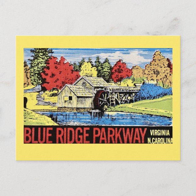Vintagen Blue Ridge Parkway Vykort (Framsida)