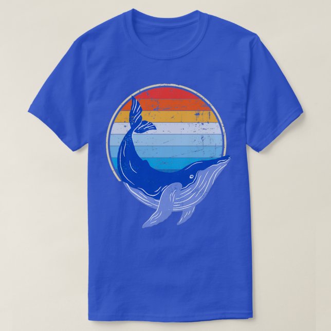 Vintagen Blue Whale Älskare Retro T Shirt (Design framsida)
