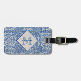 Vintagen Blue White Monogram Bagagebricka